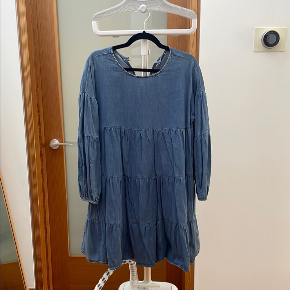 Blue Tiered Denim Dress
